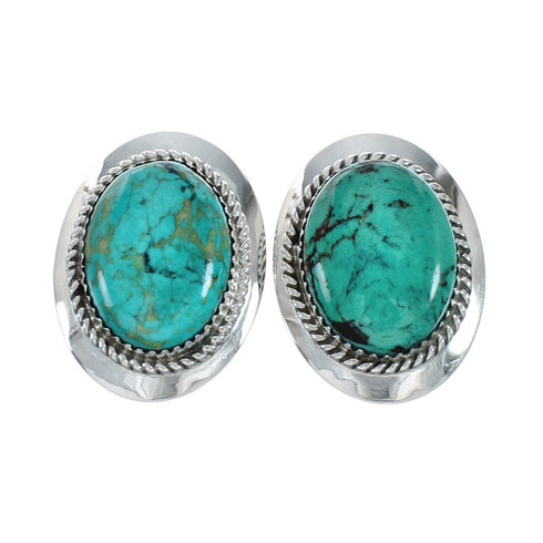 Genuine Turquoise Navajo Sterling Silver Post Earrings X11327